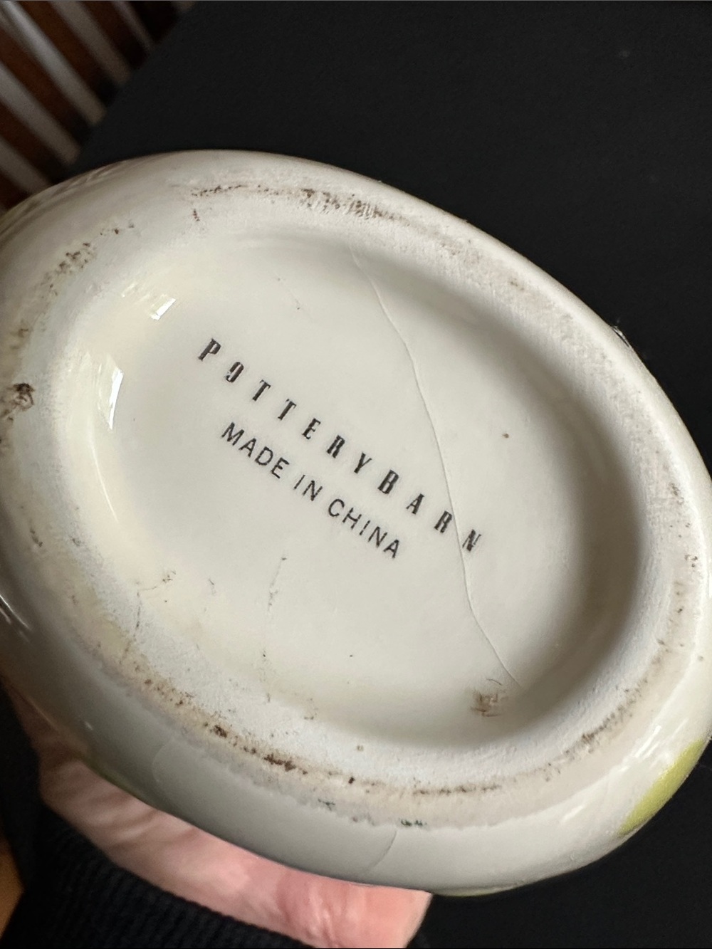 Pottery Barn Cream Ceramic Vase with Lime Dot Detail. Vintage - Picture 2 of 6